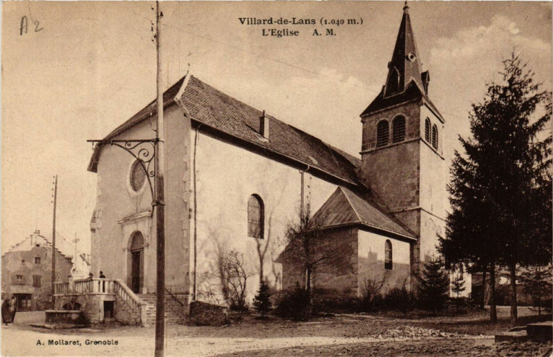 Carte postale ancienne Villard-de-Lans (1040 m) - L'Eglise à Villard-de-Lans