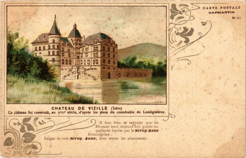 Carte postale ancienne Chateau de Vizille - Ce chateau fut construit au Xvii-sur- à Vizille