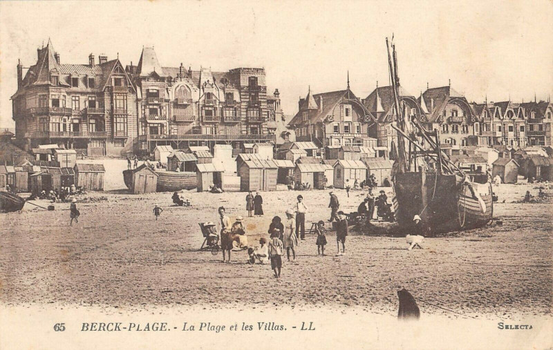Carte postale ancienne Berck Plage La Plage Et Les Villas à Berck