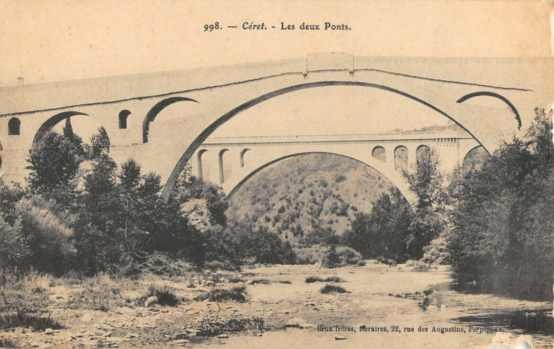 Carte postale ancienne Ceret Les Deux Ponts