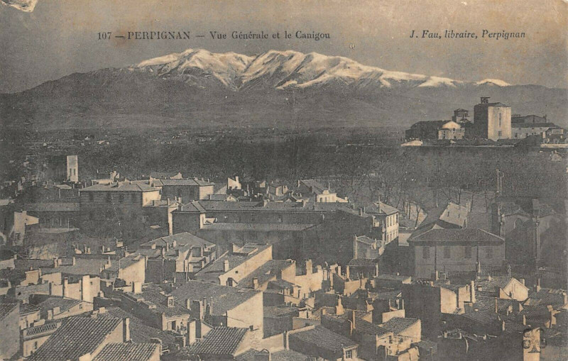 Carte postale ancienne Perpignan Vue Generale Et Le Canigou à Perpignan