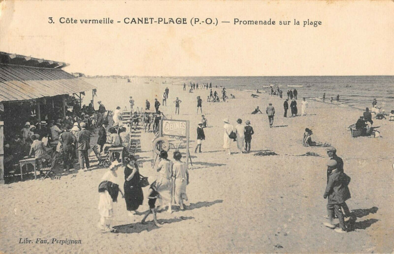 Carte postale ancienne Canet Plage Promenade Sur La Plage à Ur