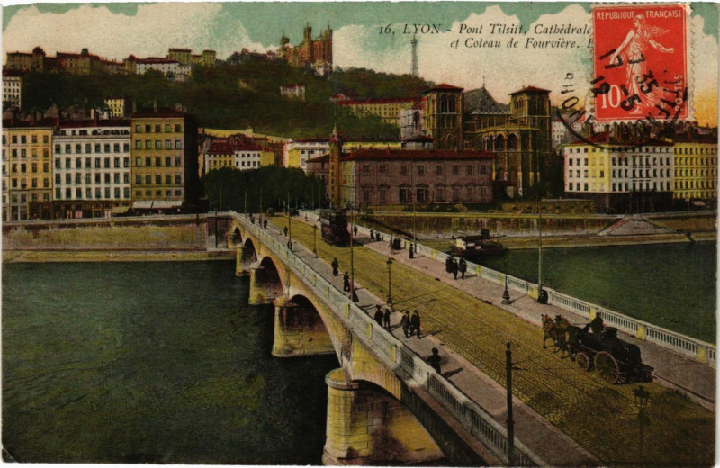 Carte postale ancienne Lyon - Pont Tilsitt à Lyon