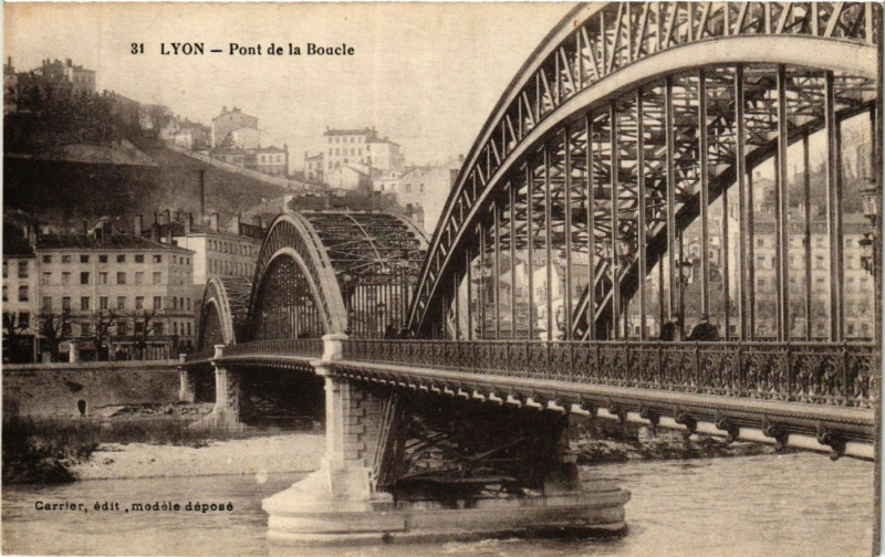 Carte postale ancienne Lyon - Pont de la Boucle à Lyon