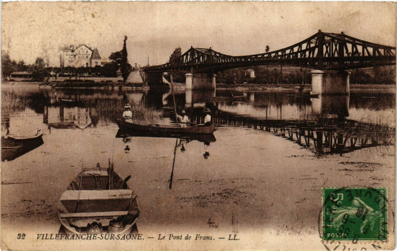 Carte postale ancienne Villefranche-sur-Saone - Le Pont de Frans à Villefranche-sur-Saône