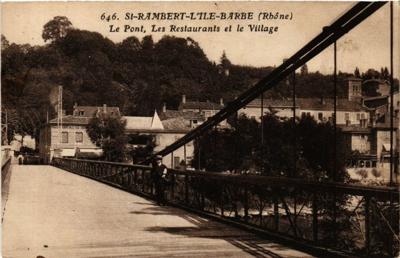 Carte postale ancienne Saint-Rambert l'Ile Barbe - Le Pont