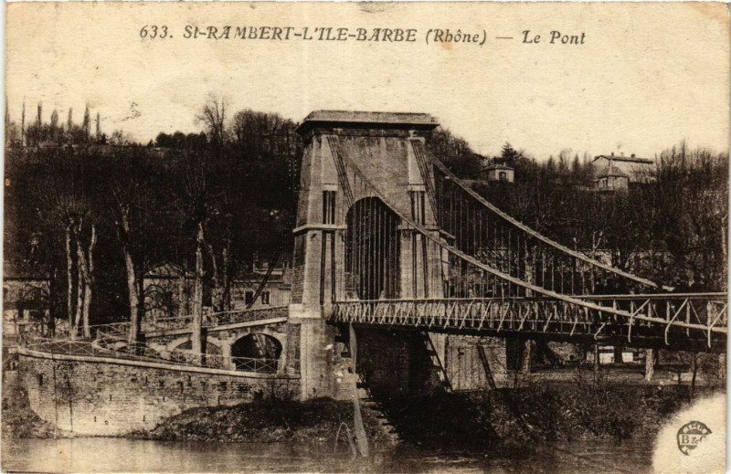 Carte postale ancienne Saint-Rambert L'Ile Barbe - Le Pont