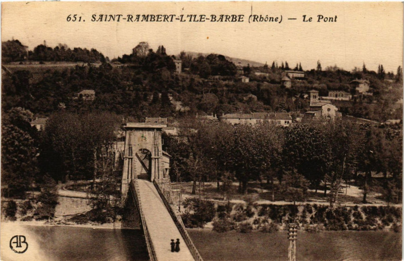Carte postale ancienne Saint-Rambert l'Ile Barbe - Le Pont