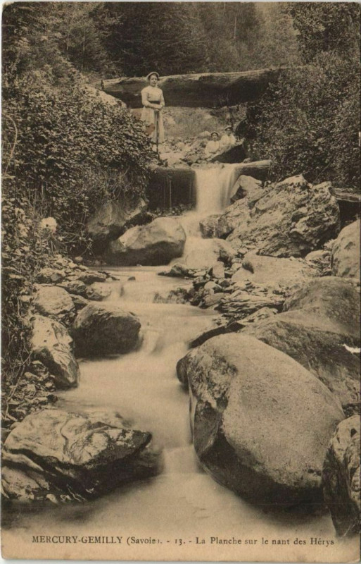 Carte postale ancienne Mercury Gemilly - La Planche sur le Nant des Herys à Mercury