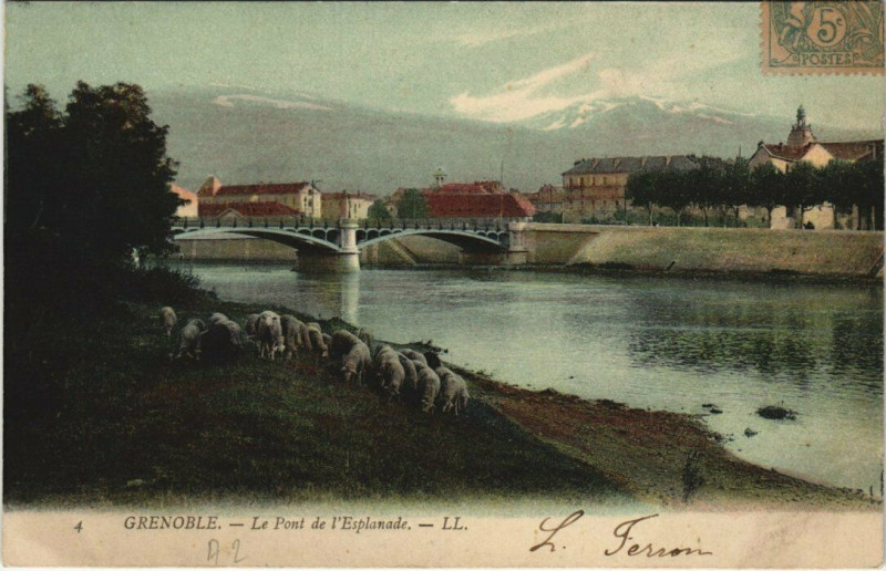 Carte postale ancienne Grenoble Le Pont de l'Esplanade à Grenoble