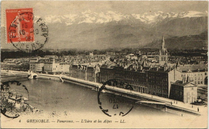 Carte postale ancienne Grenoble Panorama L'Isere et les Alpes à Grenoble
