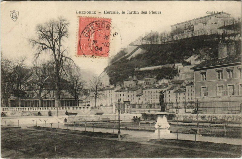 Carte postale ancienne Grenoble Hercule le Jardin des Fleurs à Grenoble