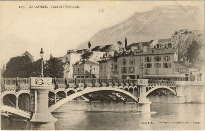 Carte postale ancienne Grenoble Pont de l'Esplanade à Grenoble