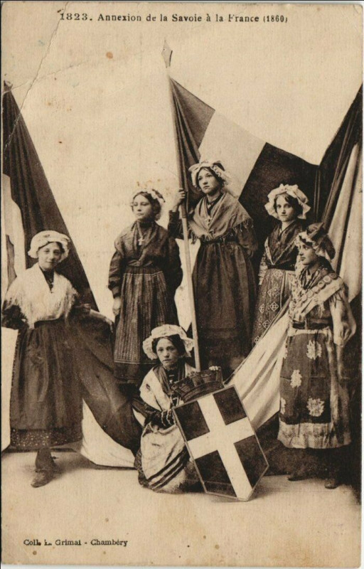 Carte postale ancienne Annexion de la Savoie a la France - 1860