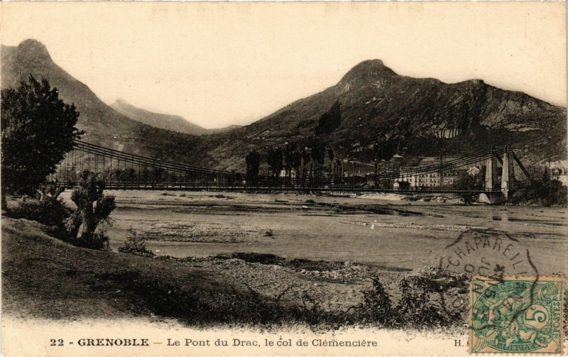 Carte postale ancienne Grenoble - Le Pont du Drac le col de Cimetiere à Grenoble