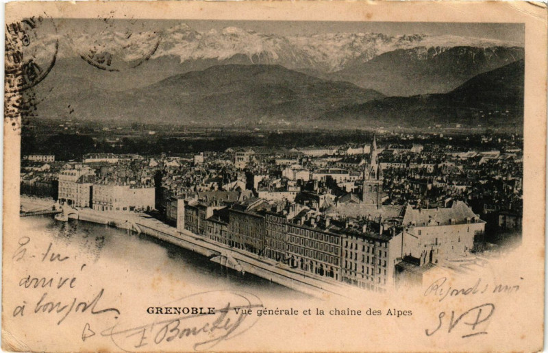 Carte postale ancienne Grenoble - La Chaine de Belledonne à Grenoble