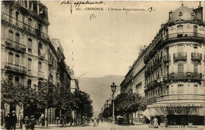 Carte postale ancienne Grenoble - L'Avenue Alsace-Lorraine à Grenoble