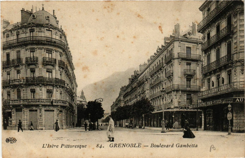 Carte postale ancienne Grenoble - Boulevard Gambetta à Grenoble