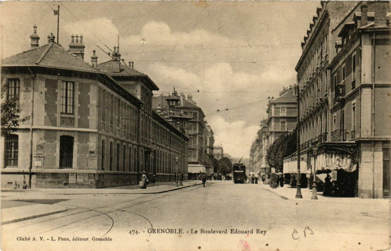 Carte postale ancienne Grenoble - Le Boulevard Edouard Rey à Grenoble