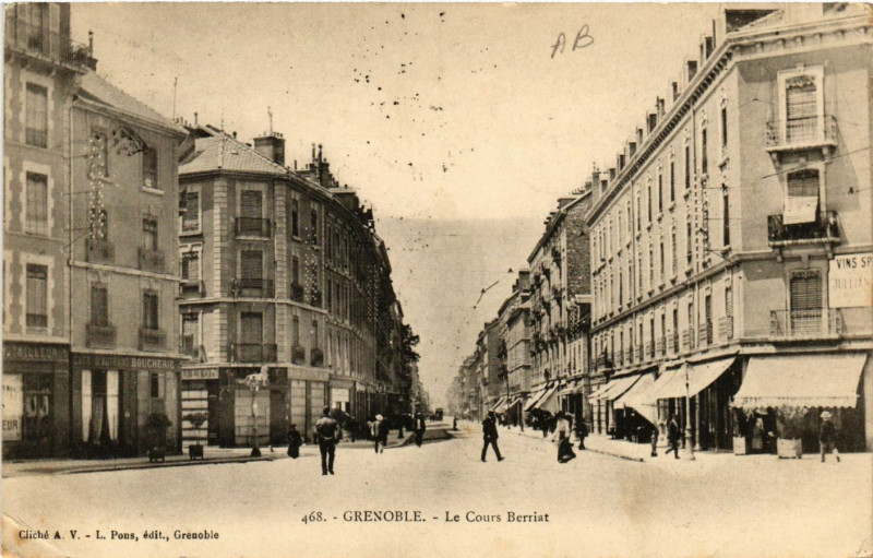 Carte postale ancienne Grenoble - Cours Berriat à Grenoble