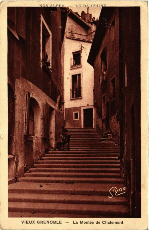 Carte postale ancienne Vieux Grenoble - La Montée de Chalemont à Grenoble