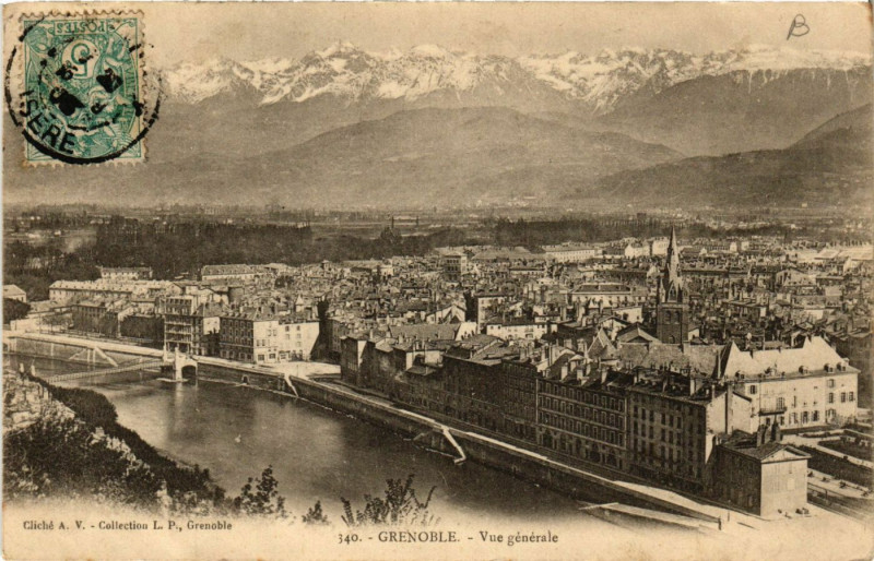 Carte postale ancienne Grenoble - Vue générale à Grenoble