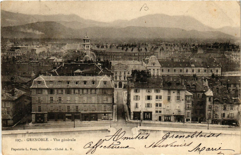 Carte postale ancienne Grenoble - Vue générale à Grenoble