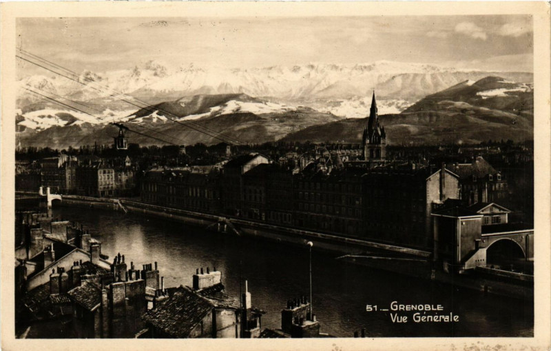 Carte postale ancienne Grenoble - Vue générale à Grenoble