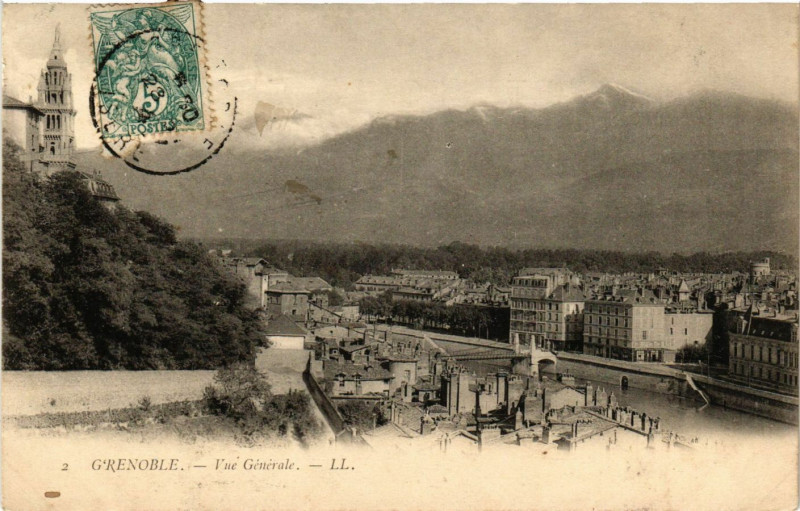 Carte postale ancienne Grenoble - Vue générale à Grenoble