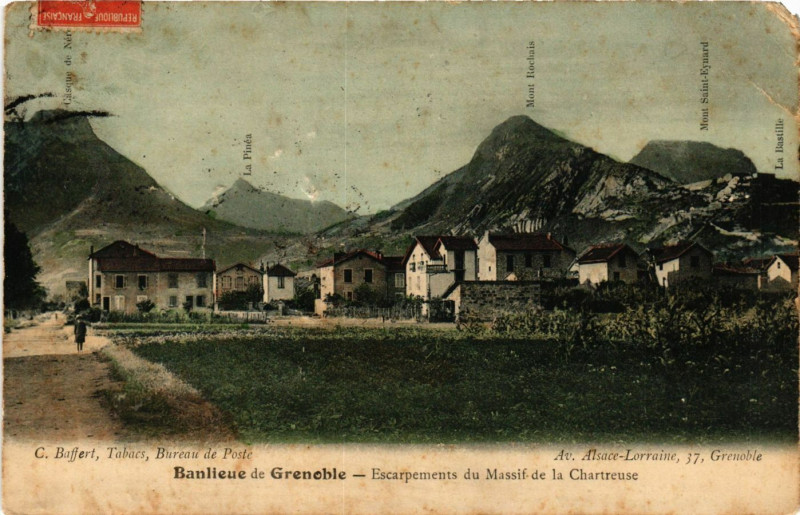 Carte postale ancienne Banlieue de Grenoble - Escarpement du Massif de la Chartreuse à Grenoble