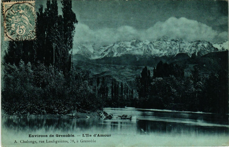 Carte postale ancienne Env. de Grenoble - L'Ile d'Amour à Grenoble