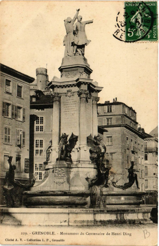 Carte postale ancienne Grenoble - Mon. du Centenaire de Henri Ding à Grenoble