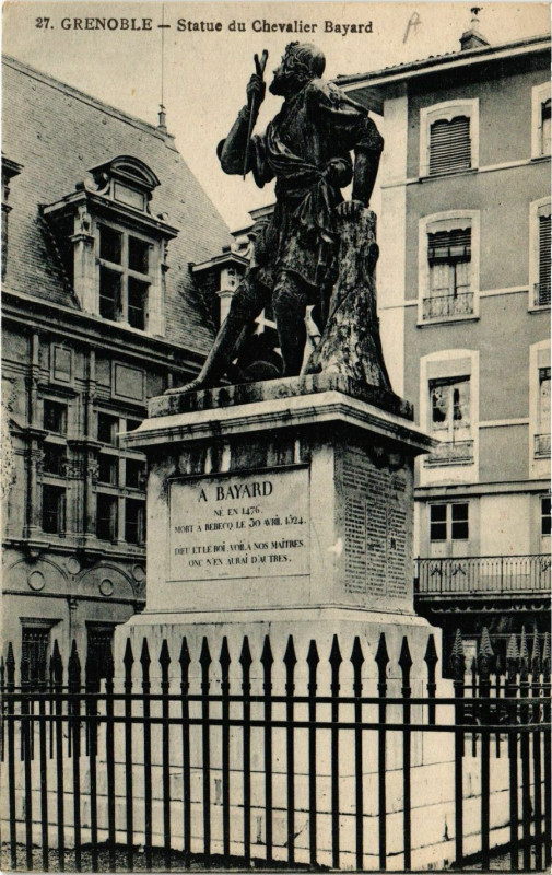 Carte postale ancienne Grenoble - Statue du Chevalier Bayard à Grenoble