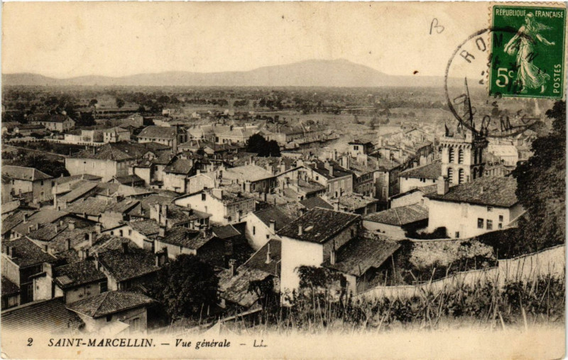 Carte postale ancienne Saint-Marcellin - Vue générale à Saint-Marcellin