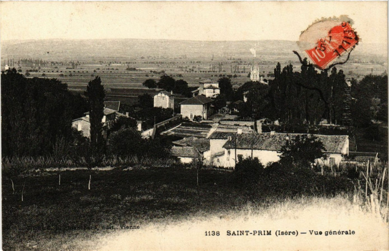 Carte postale ancienne Saint-Prim - Vue générale à Saint-Prim