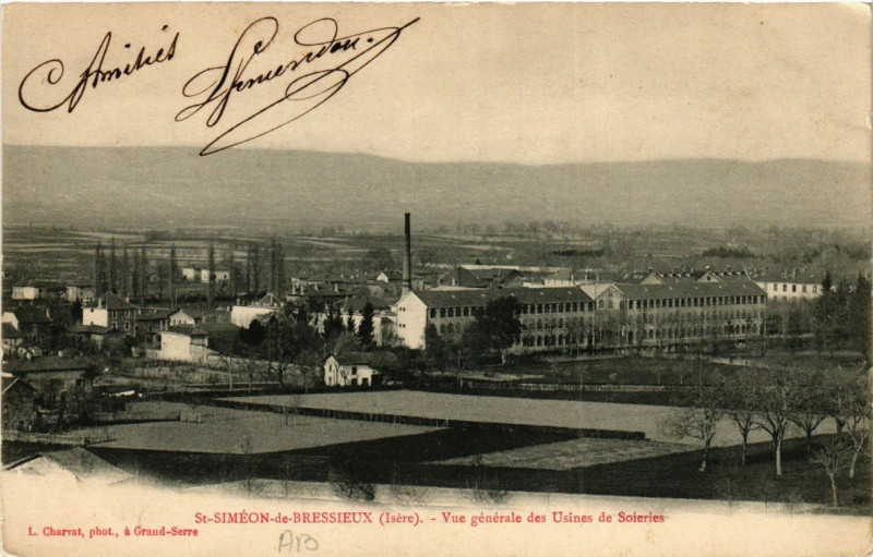 Carte postale ancienne Saint-Simeon-de-Bressieux - Vue générale des Usines de Scolaries à Saint-Siméon-de-Bressieux