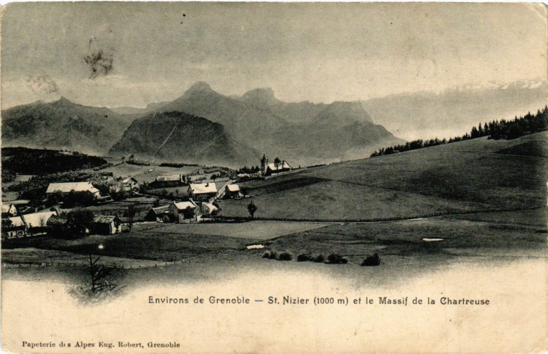 Carte postale ancienne Env. de Grenoble - Saint-Nizier (1000 m) et le Massif de la à Grenoble