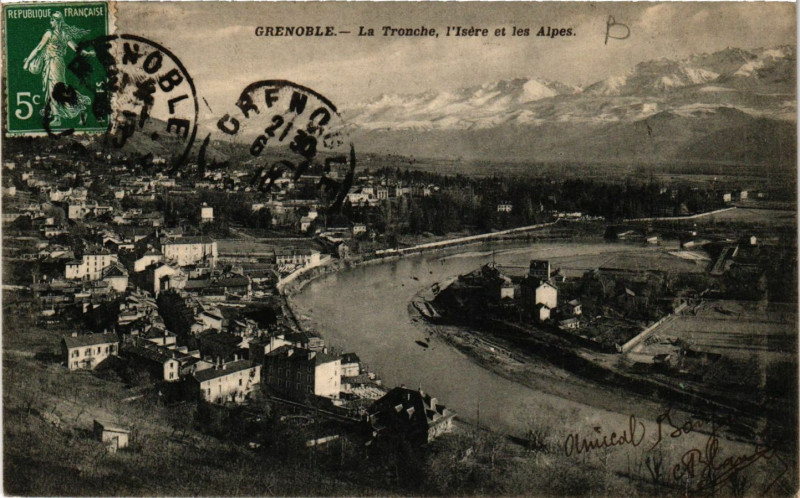 Carte postale ancienne Grenoble - La Tronche l'Isere et les Alpes à Grenoble