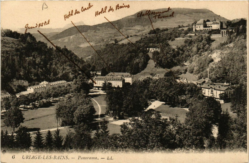 Carte postale ancienne Uriage-les-Bains - Panorama