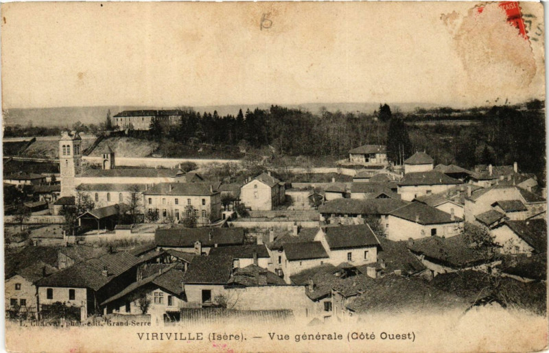 Carte postale ancienne Viriville - Vue générale (Cote Ouest) à Viriville