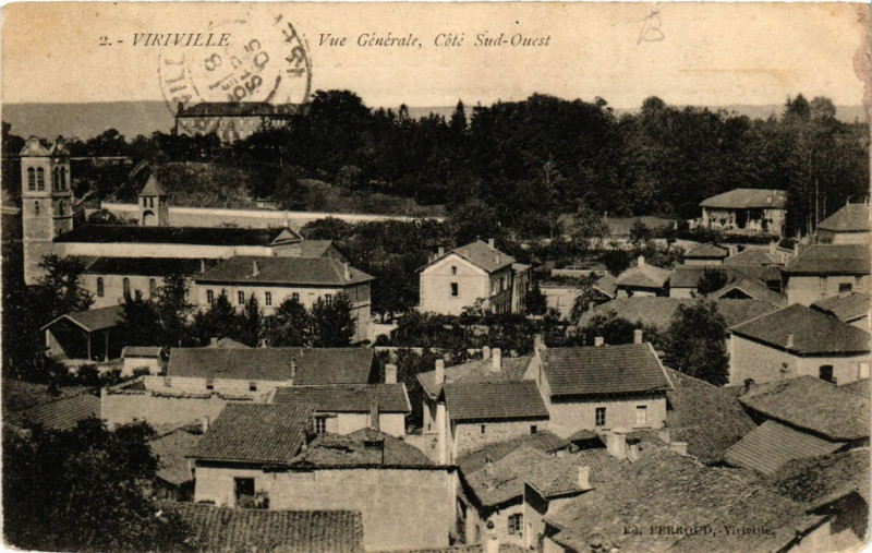Carte postale ancienne Viriville - Vue générale Cote Sud-Ouest à Viriville