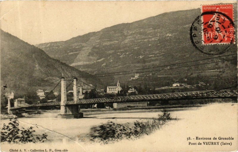 Carte postale ancienne Env. de Grenoble - Pont de Veurey à Grenoble