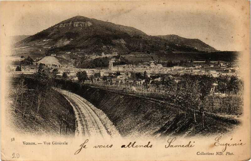 Carte postale ancienne Voiron - Vue générale à Voiron