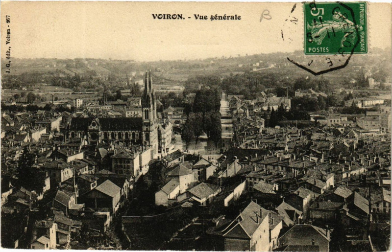 Carte postale ancienne Voiron - Vue générale à Voiron
