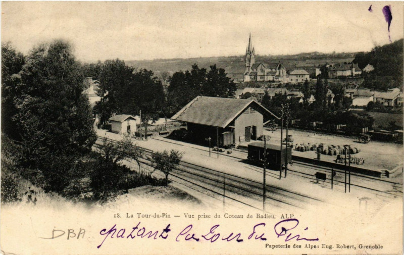 Carte postale ancienne La Tour-du-Pin - Vue prise du Coteau du Badieu Alp à La Tour-du-Pin