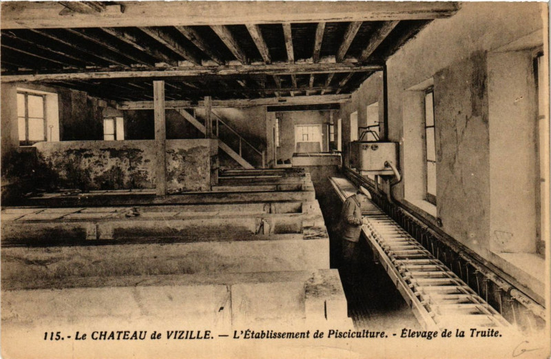 Carte postale ancienne Le Chateau de Vizille - L'Etabl. de Pisciculture - Elevage.. à Vizille