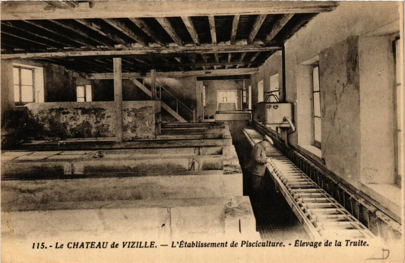 Carte postale ancienne Le Chateau de Vizille - L'Etabl. de Pisciculture - Elevage.. à Vizille