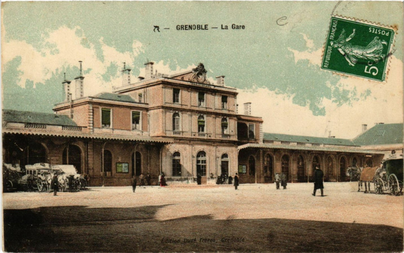 Carte postale ancienne Grenoble - La Gare à Grenoble