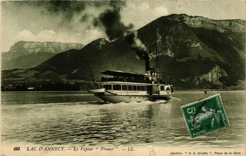 Carte postale ancienne Lac d'Annecy - Le Vapeur France à Annecy