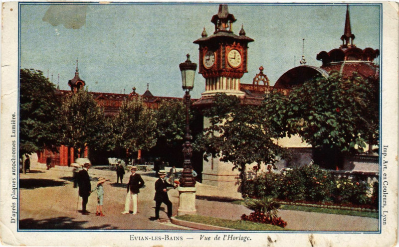 Carte postale ancienne Evian-les-Bains - Vue de l'Horloge à Évian-les-Bains